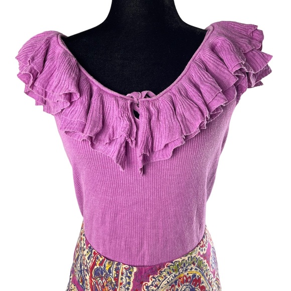 Lauren Ralph Lauren Tops - Lauren Ralph Lauren Sleeveless Ruffle Collar Silk Blend Top Light Plum